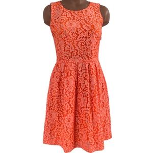 Madewell Lace Blossom Dress Bright Orange Size 2